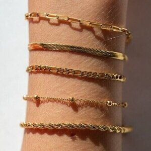 BUNDLE 2 Waterproof Gold Bracelets YOU PICK 2! Non-tarnish Gold chain Bracelet